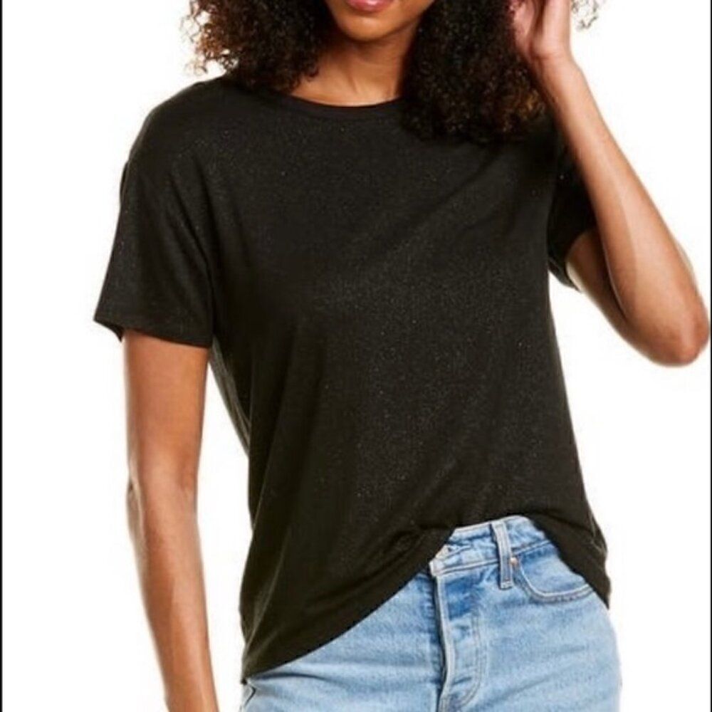 Chaser Glitter Deep Navy Blue/Black Jersey Top/Tee. Small New NWT Short Sleeve